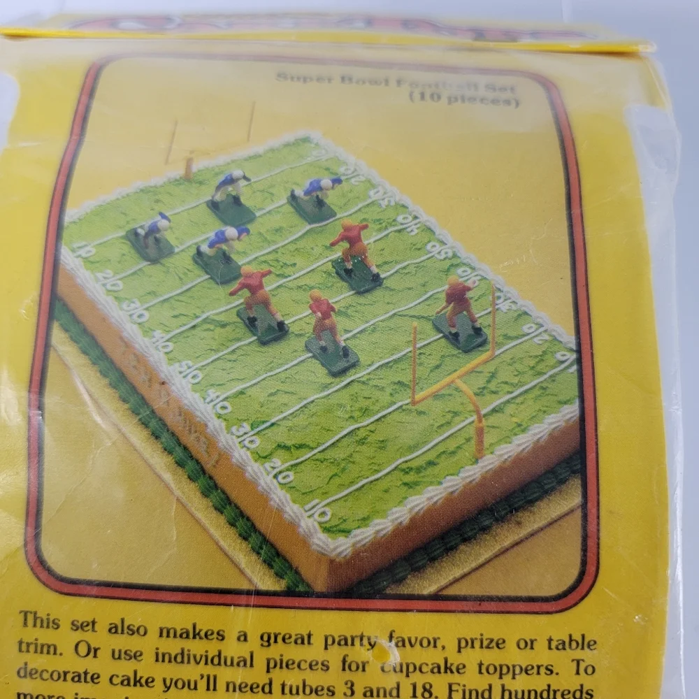 Wilton Cake Tops Vintage Superbowl Football Set 10 Piece New In Package Unopened